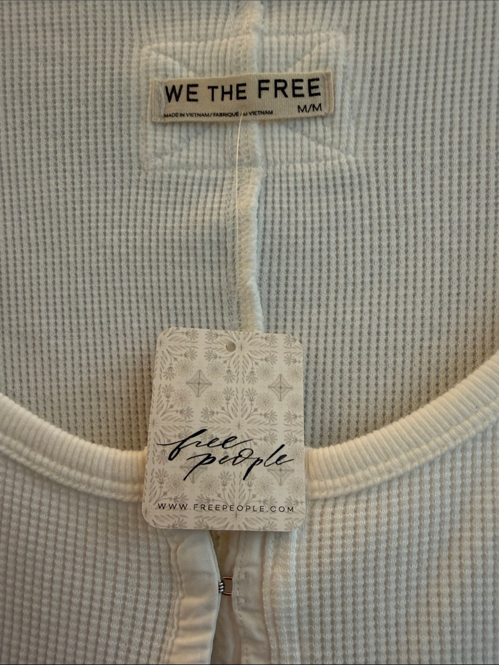 We The Free Cream Ribbed Scoop-Neck Button-Front Cardigan - Picture 2 of 8